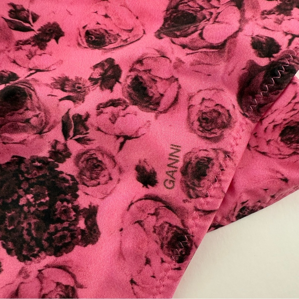GANNI Floral Twisted Bikini Bottom Pink Size 42 L 10/12 NWT - Picture 3 of 6